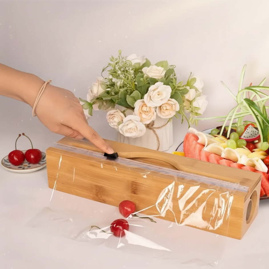 Bamikoo™ Bamboo Wrap Dispenser – Foil, Cling Film & Bag Cutter in One