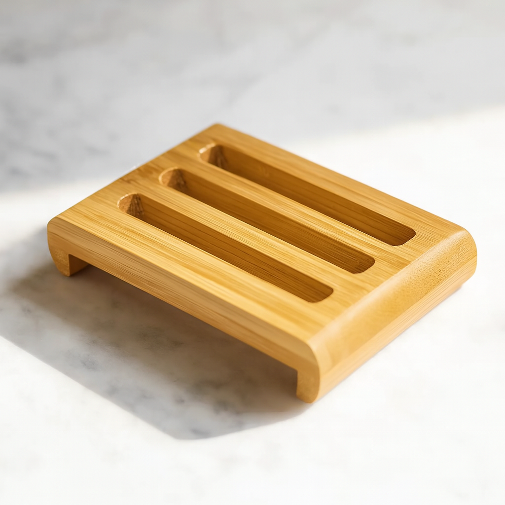 Bamikoo™ Bamboo Soap Dish – Eco-Friendly & Water-Resistant Bathroom Essential
